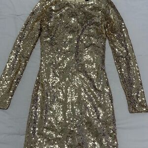Revamped Shimmering Gold Sequin Mini Dress